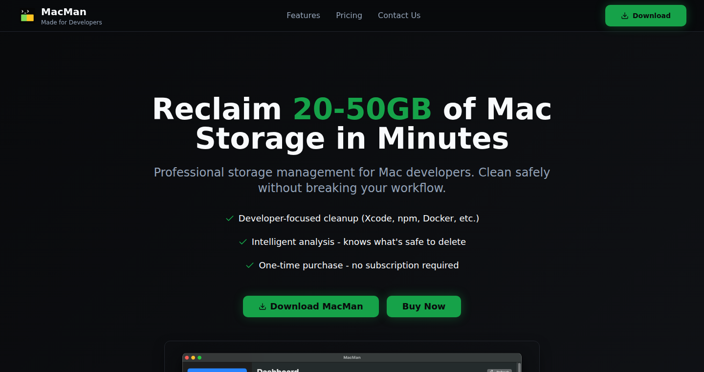MacMan: Developer-Focused Mac Cleaner