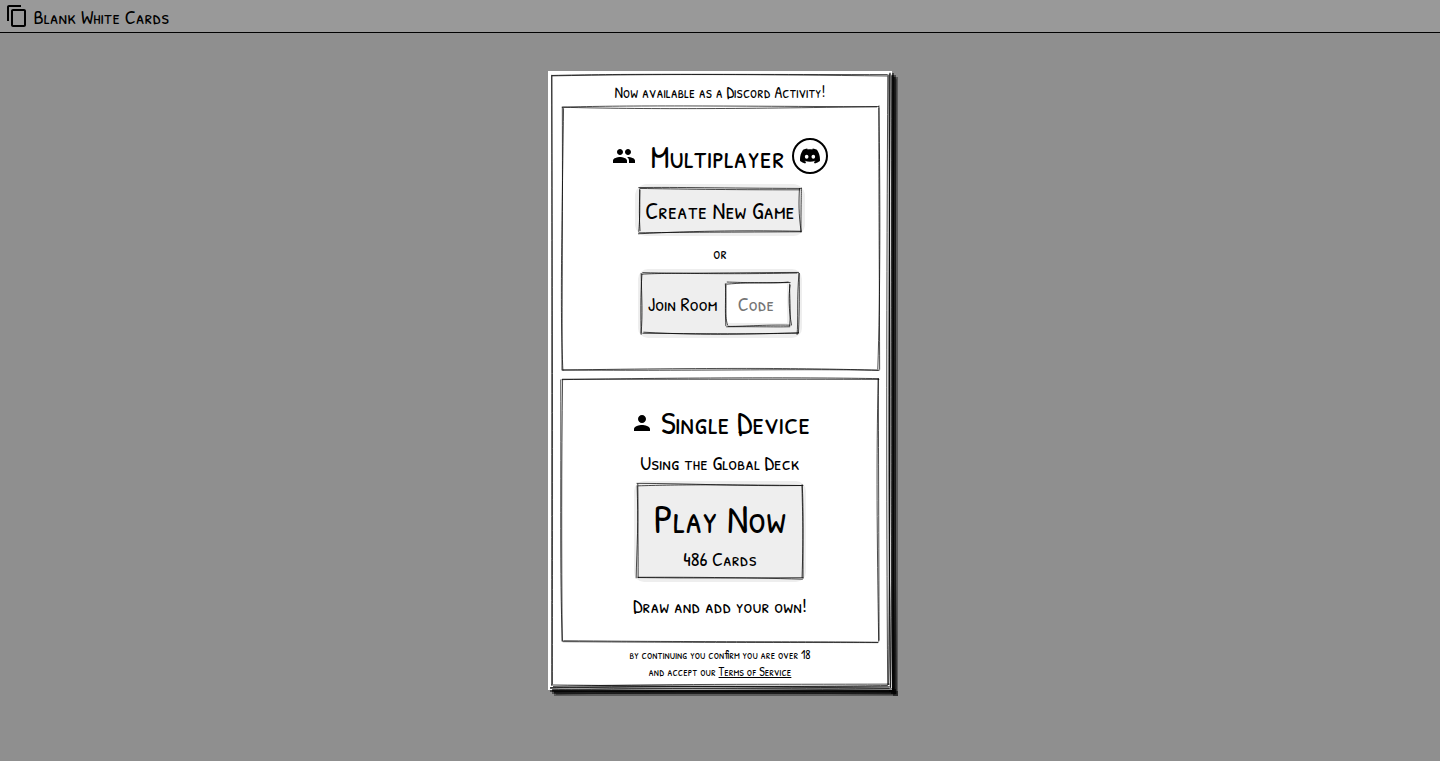 Blank White Cards: A Collaborative Card Game Platform