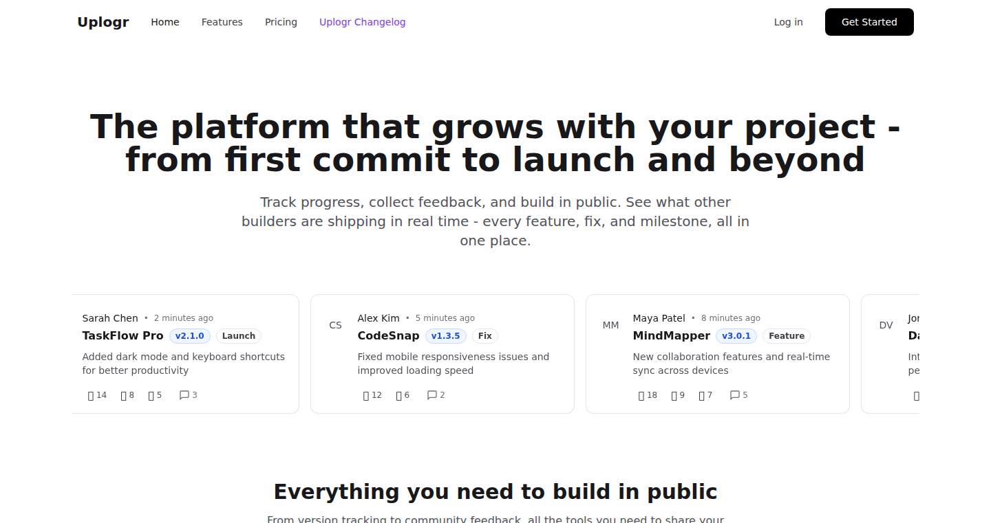 Uplogr: Social Changelog Platform