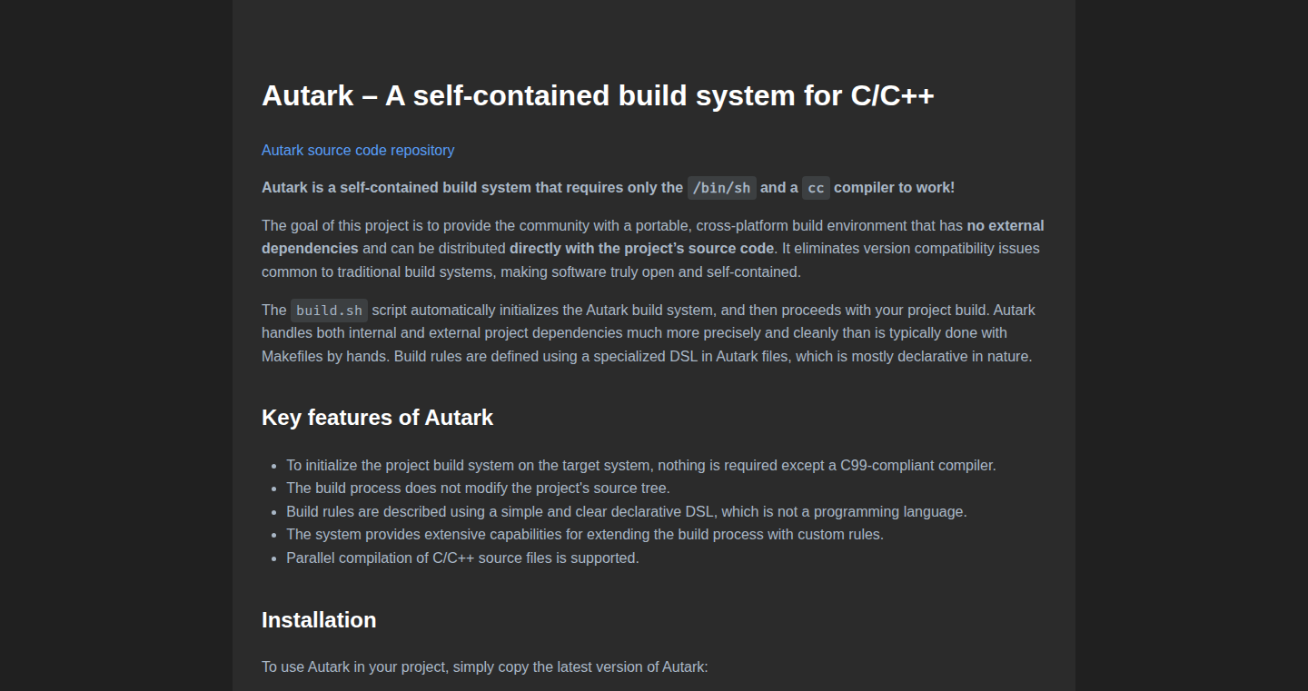 Autark - 自己から起動するC/C++ビルドシステム
