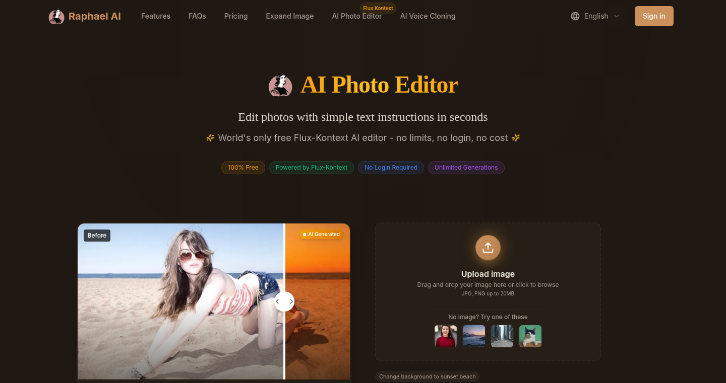 Raphael AI - テキスト指示で写真編集