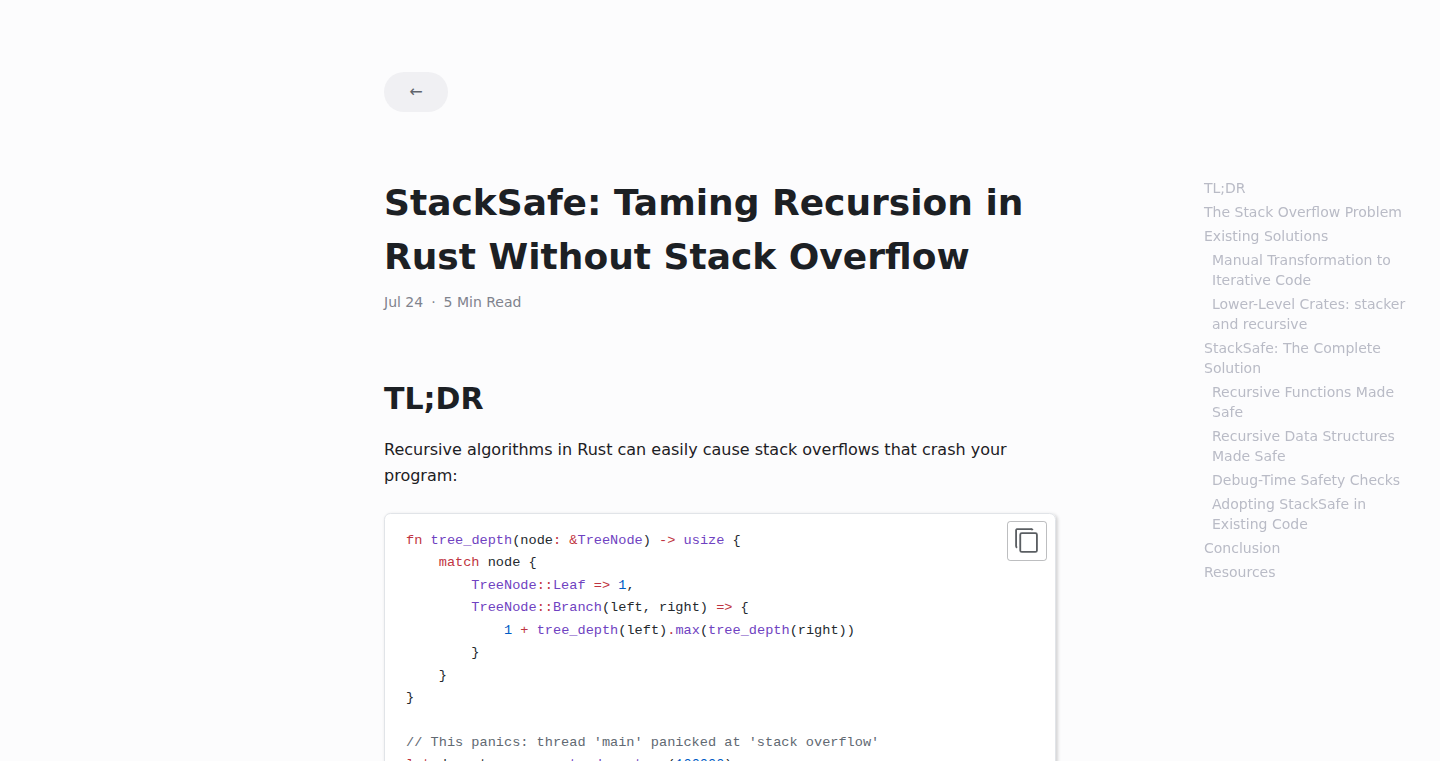 StackSafe: Rustにおける再帰の安全な旅