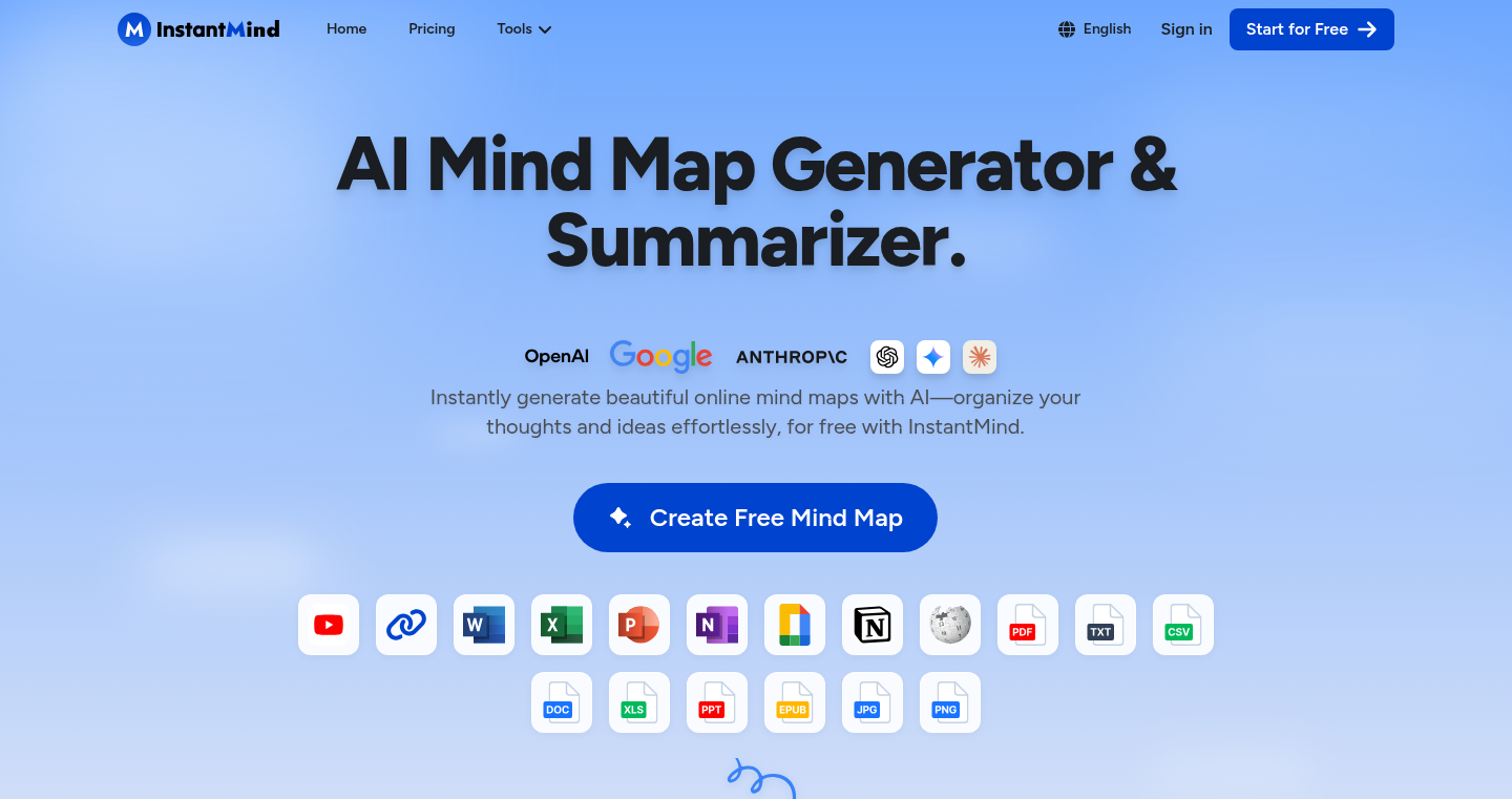 AIでテキストから思考整理マップ生成 - ThinkFlow
