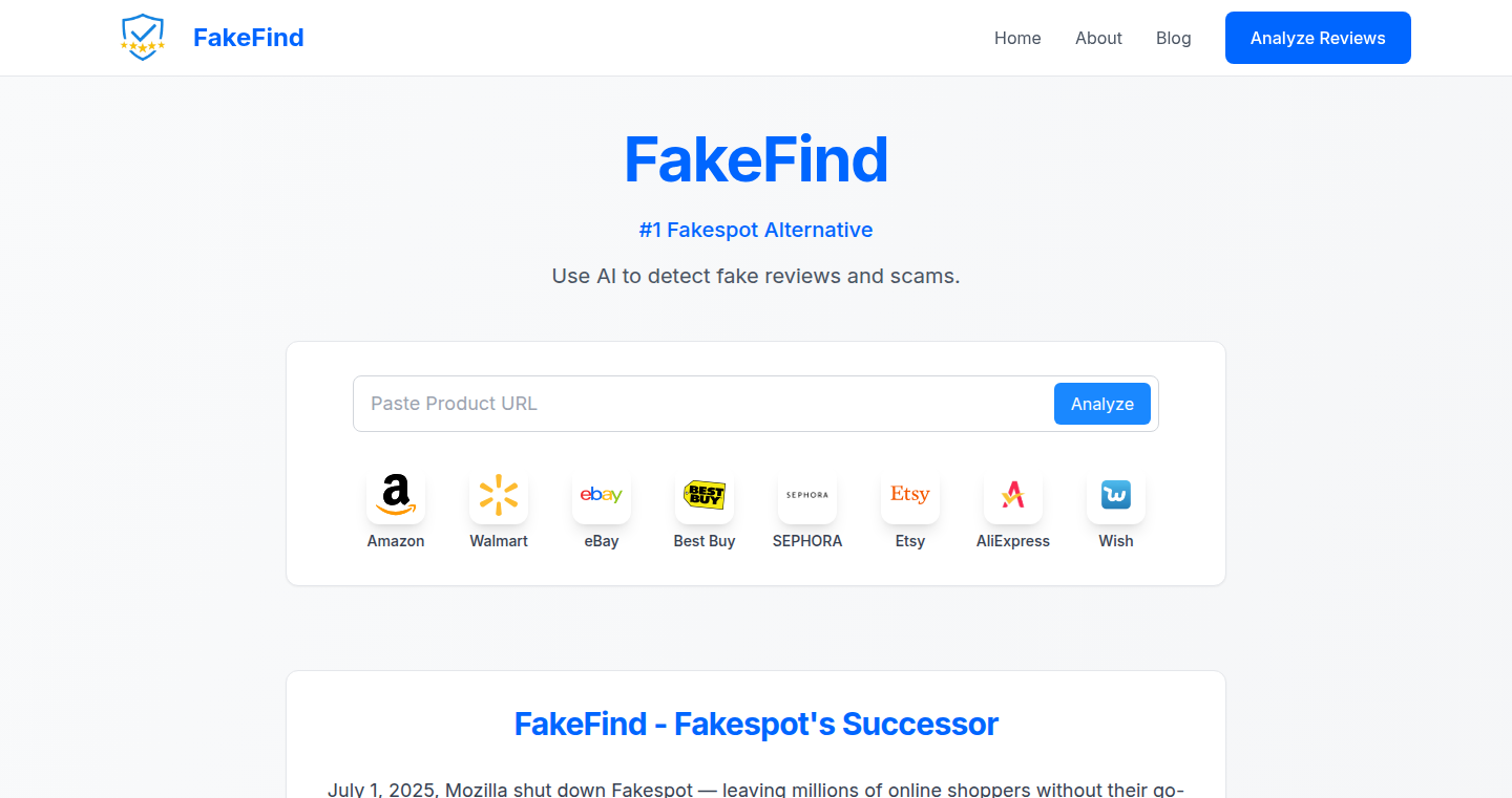 FakeFind - AI搭載のレビュー信憑性チェッカー