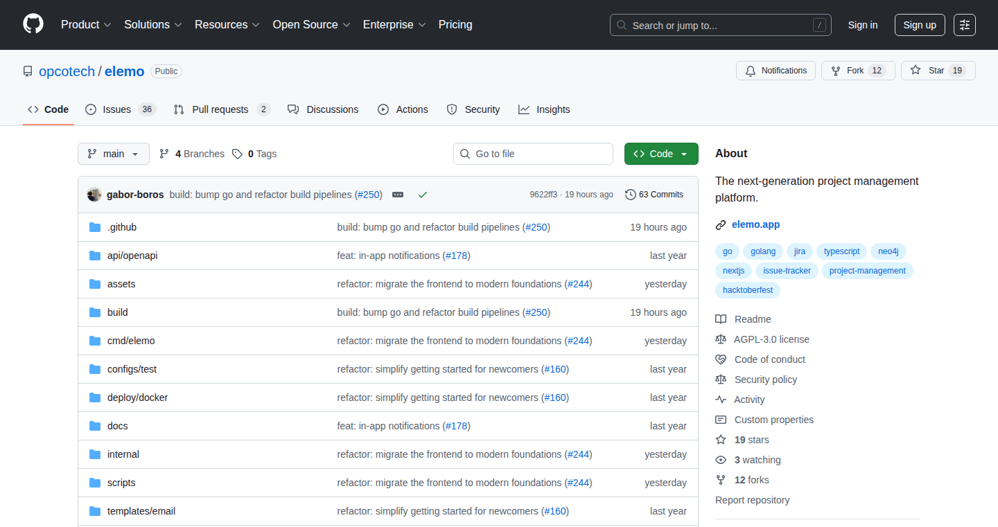 Elemo: Open-Source Project Management for Developers
