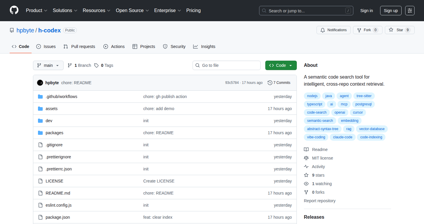 h-codex: Semantic Code Search for AI-Assisted Development