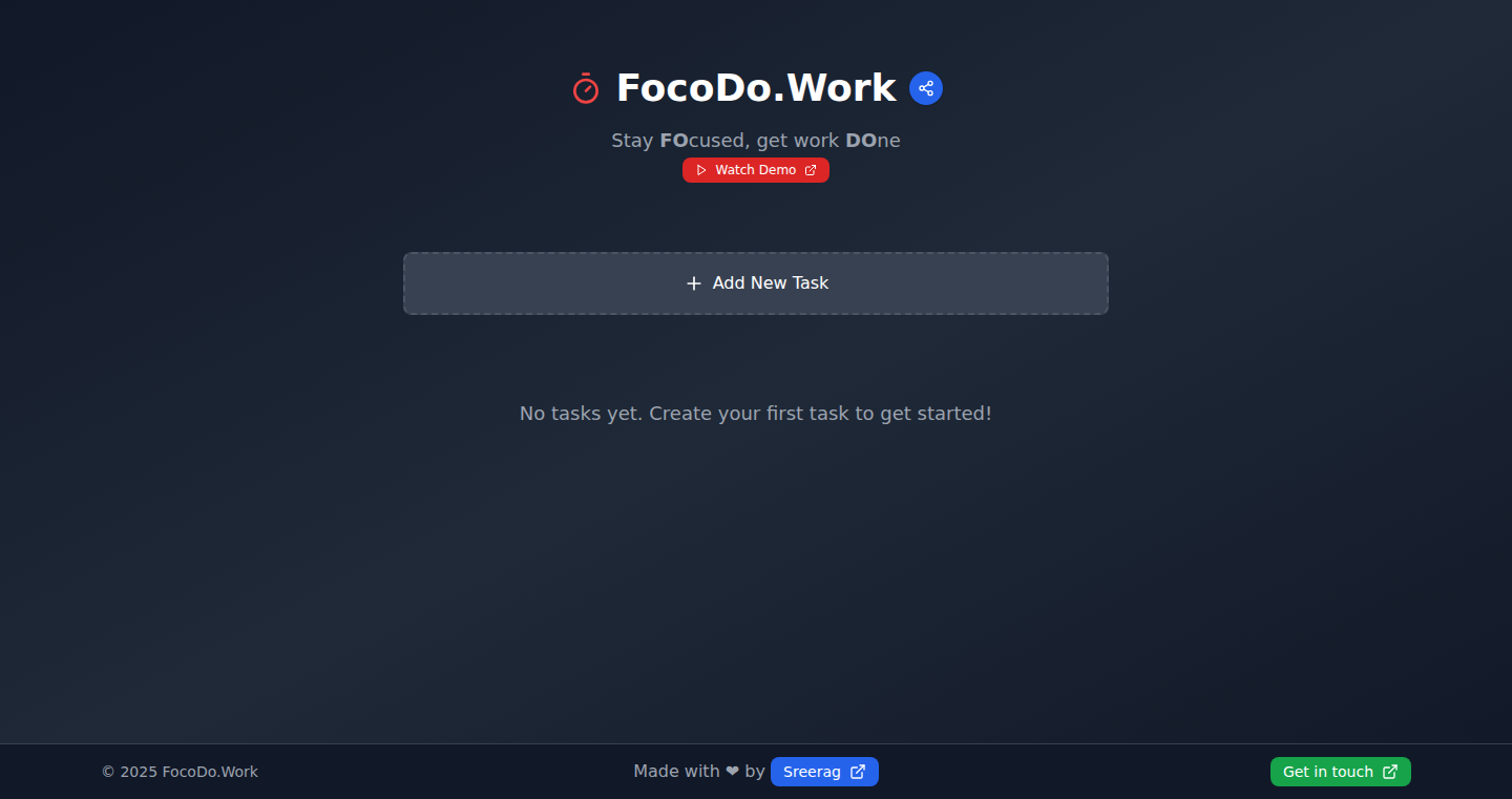 FocoDo.Work - 集中力を高めるミニマルなタスク管理ツール