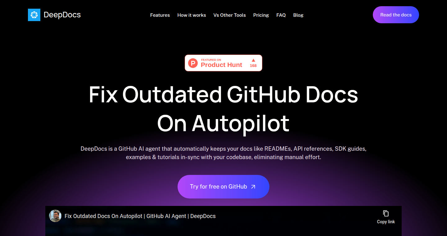 DeepDocs:コードと同期するAI駆動型GitHubドキュメント