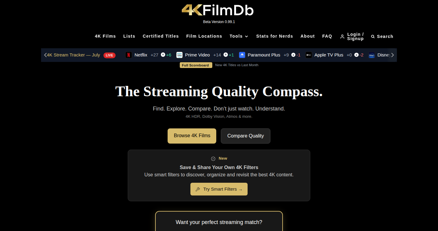 4KFilmDb: ストリーミング品質追跡・比較データベース