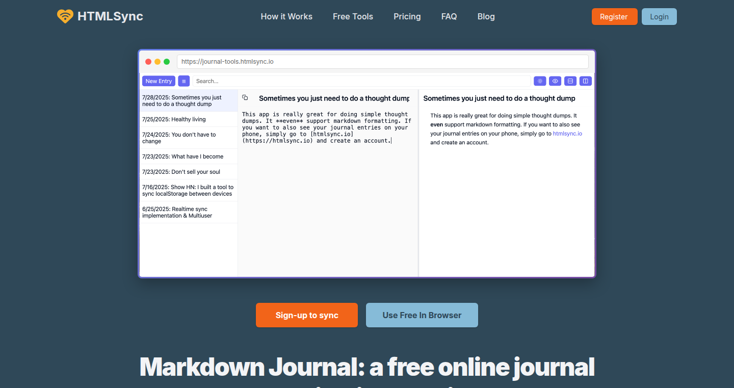ブラウザで動作するMarkdownジャーナリングアプリ