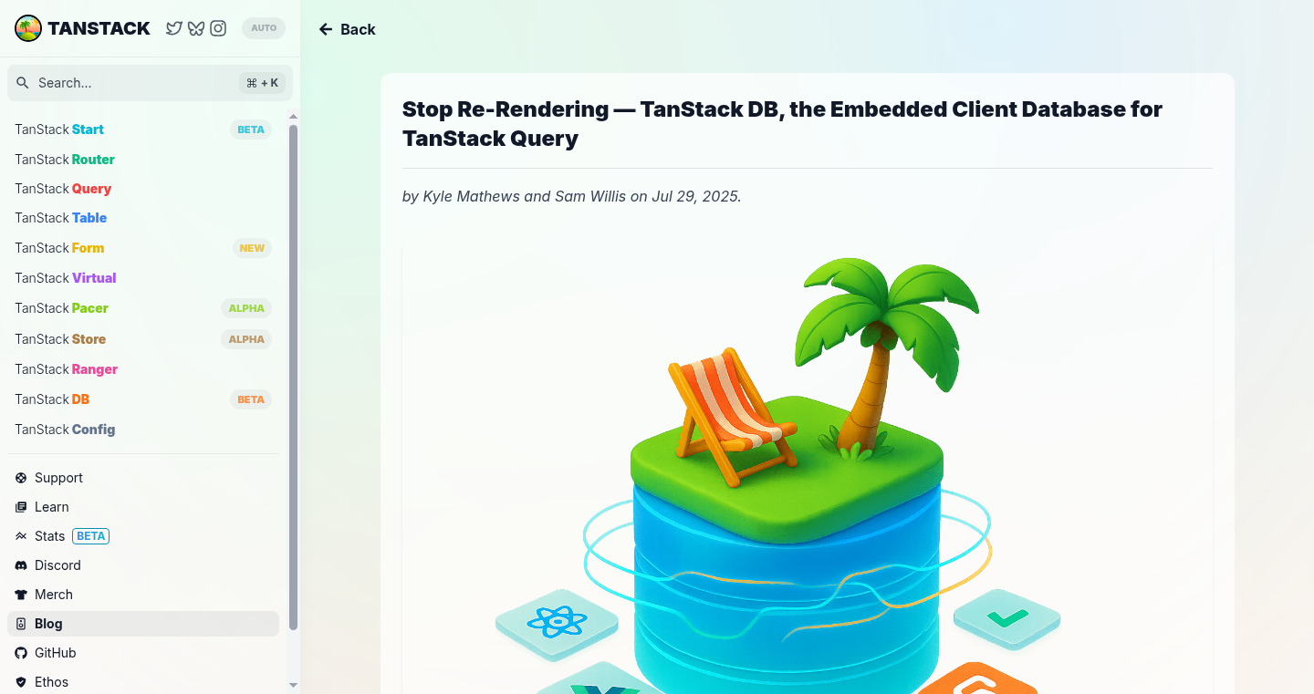 TanStack DB:TanStack Query 用の埋め込みリアクティブクライアントデータベース