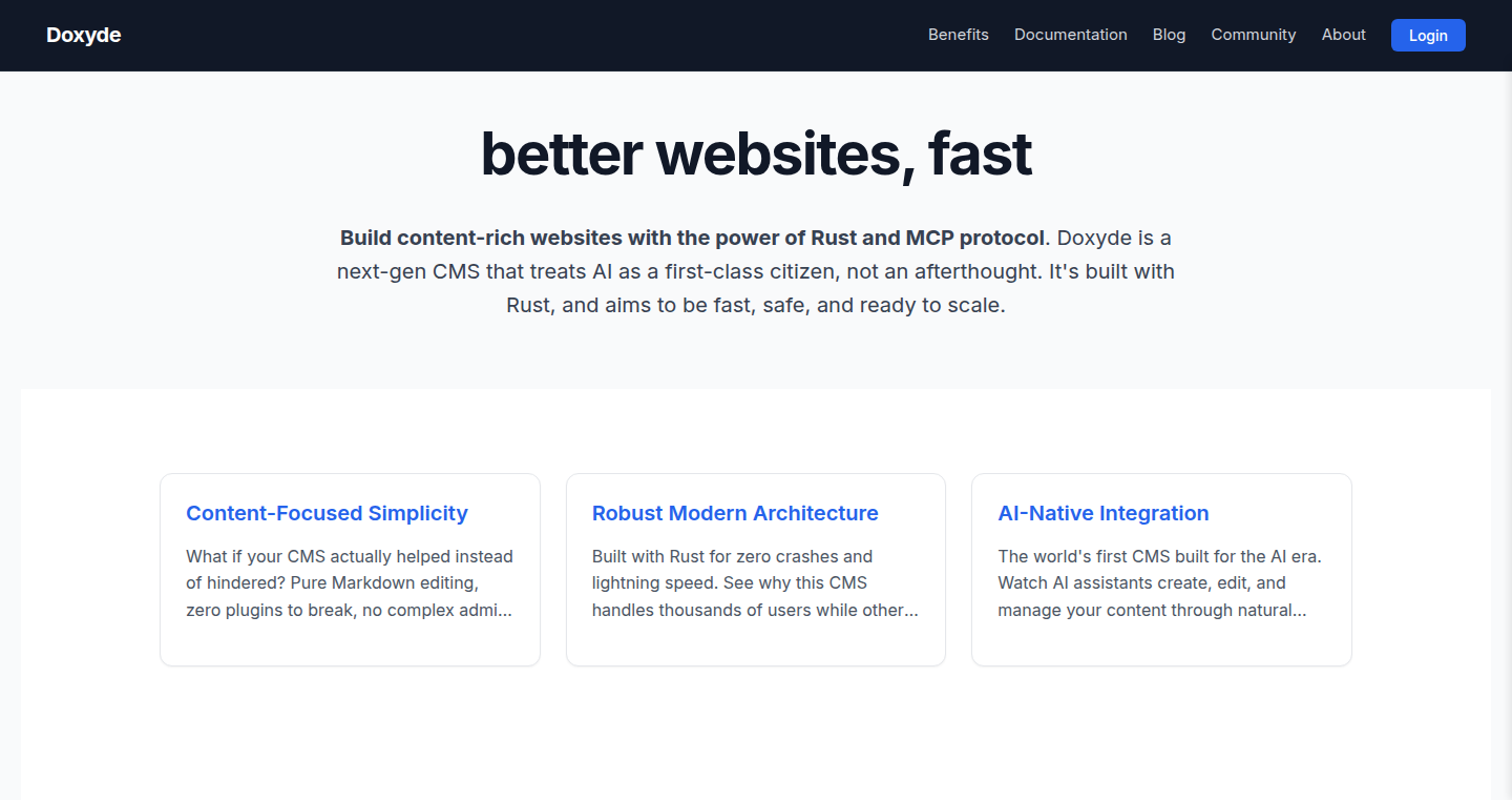 Doxyde:AIアシストで構築された、Rust製の高速CMS