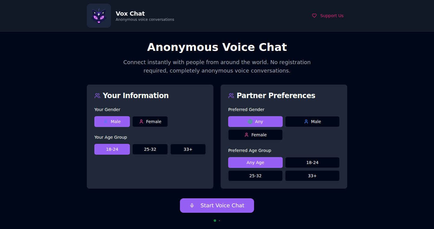VoxChat - 匿名音声チャットプラットフォーム