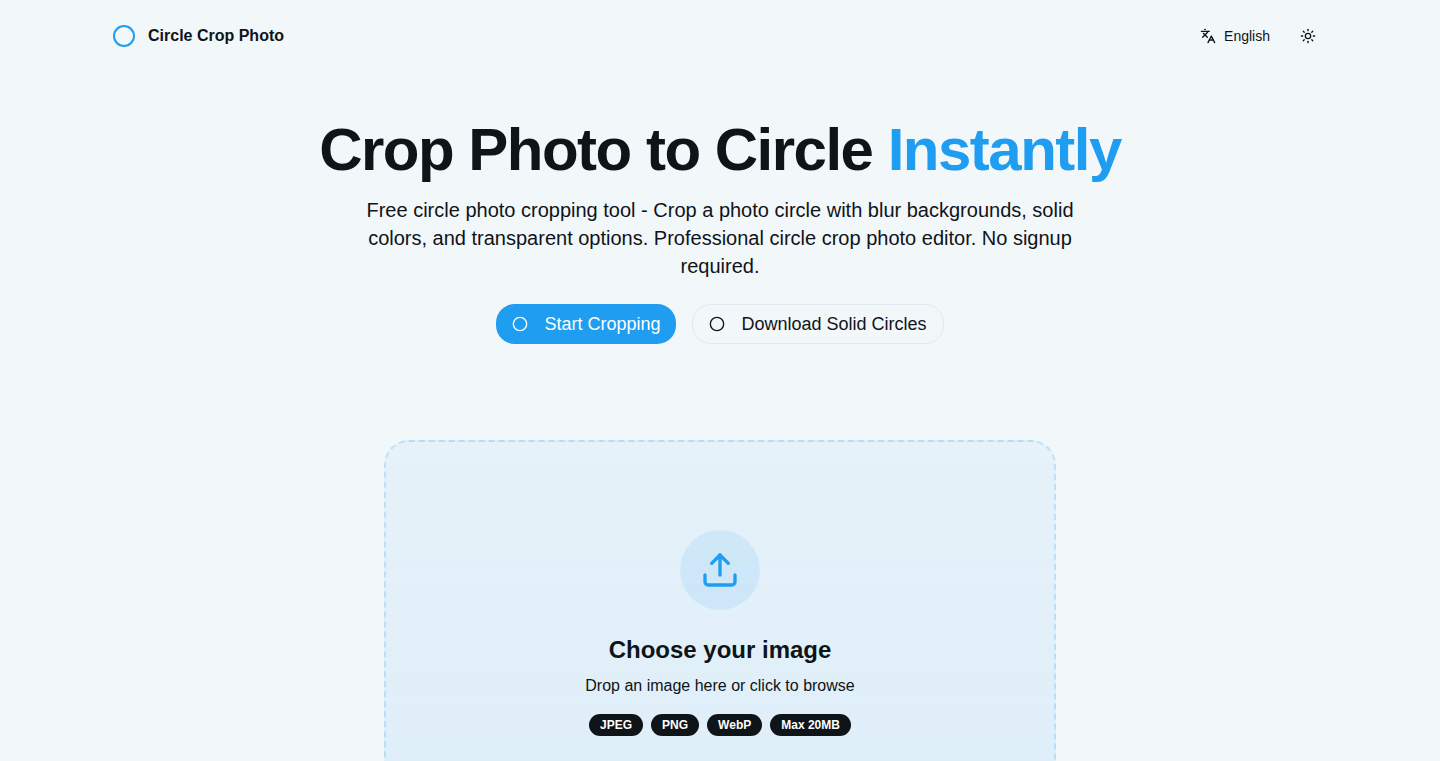 ワンクリック円形トリミングツール(Circle Crop Photo)