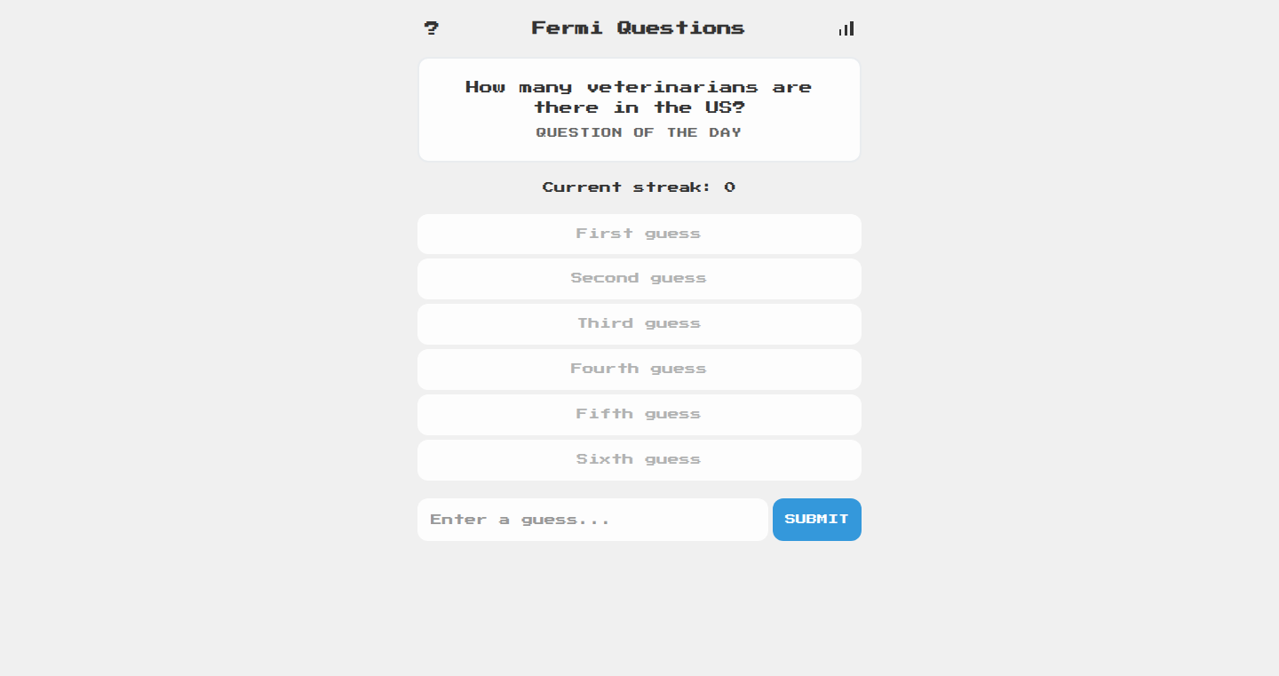 Fermi Wordle: 桁違い見積もりゲーム