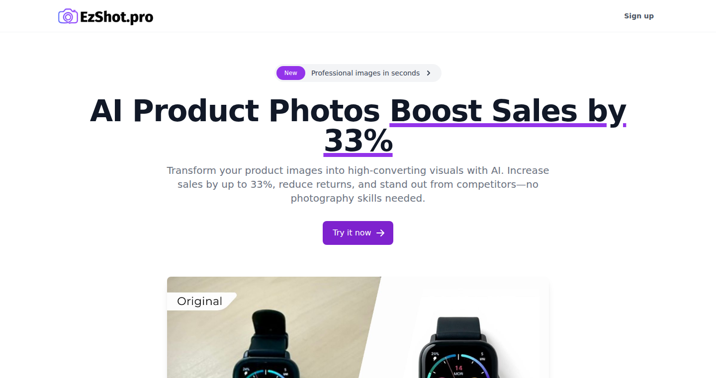 EZShot: スマホ写真からプロ級のAI生成商品画像