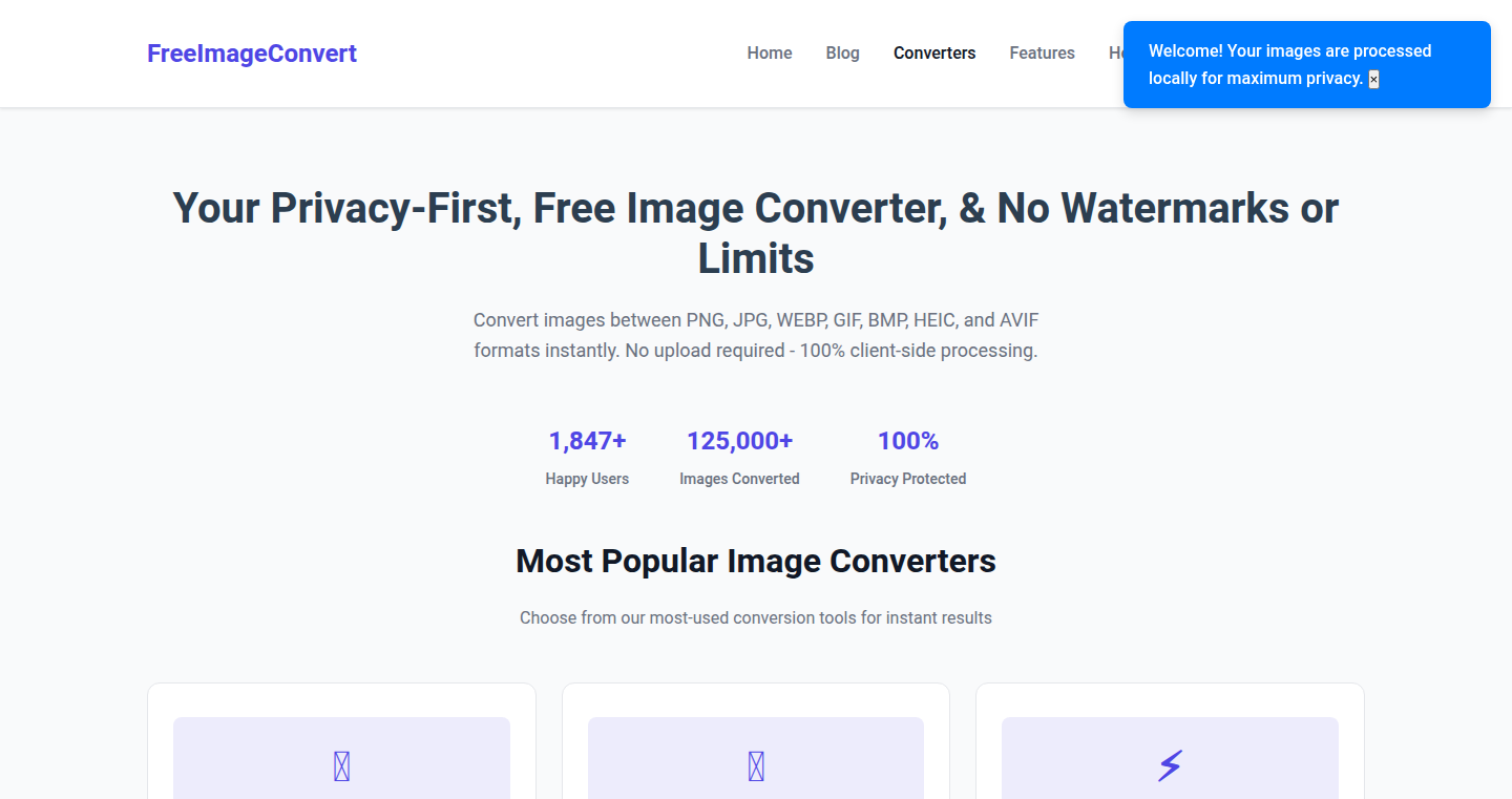 ブラウザ内完結型画像変換ツール FreeImageConvert