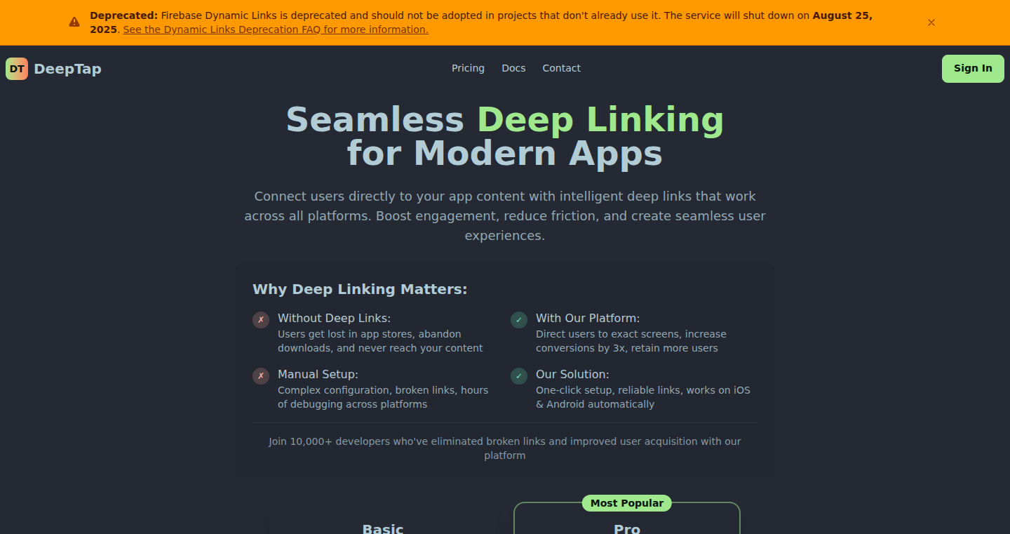DeepTap:Firebase Dynamic Links の代替となる、シンプルで強力なディープリンク管理ツール