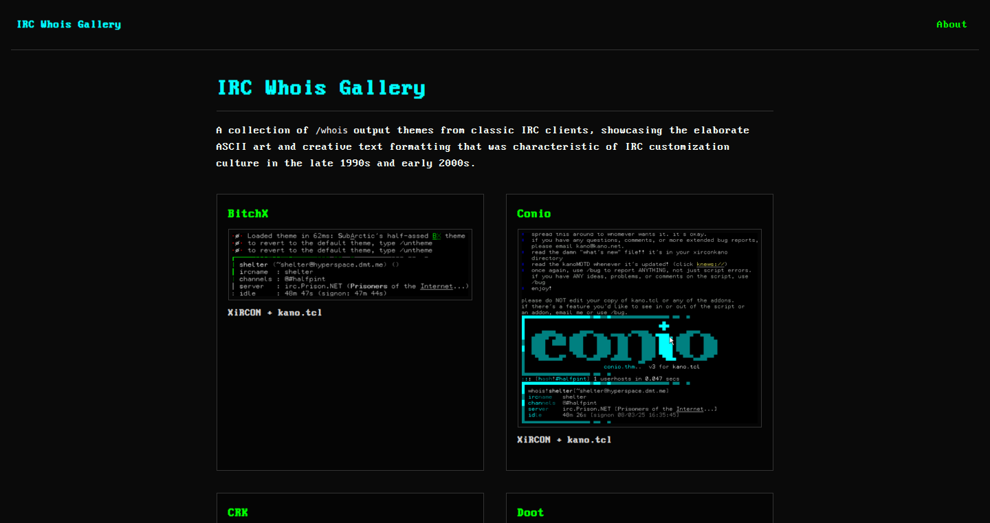 IRC /Whois ASCIIアートギャラリー