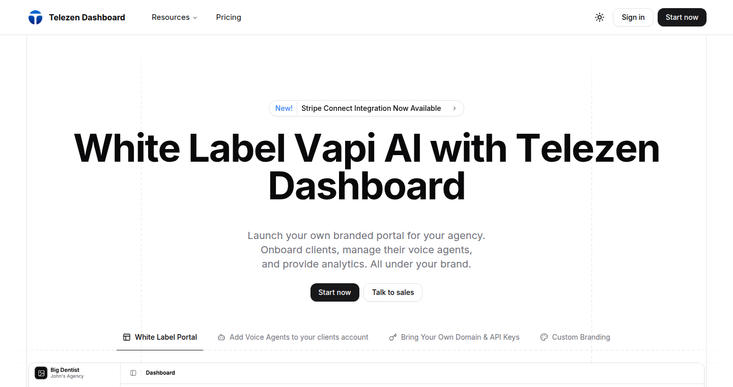 Vapi.aiエージェンシーダッシュボード