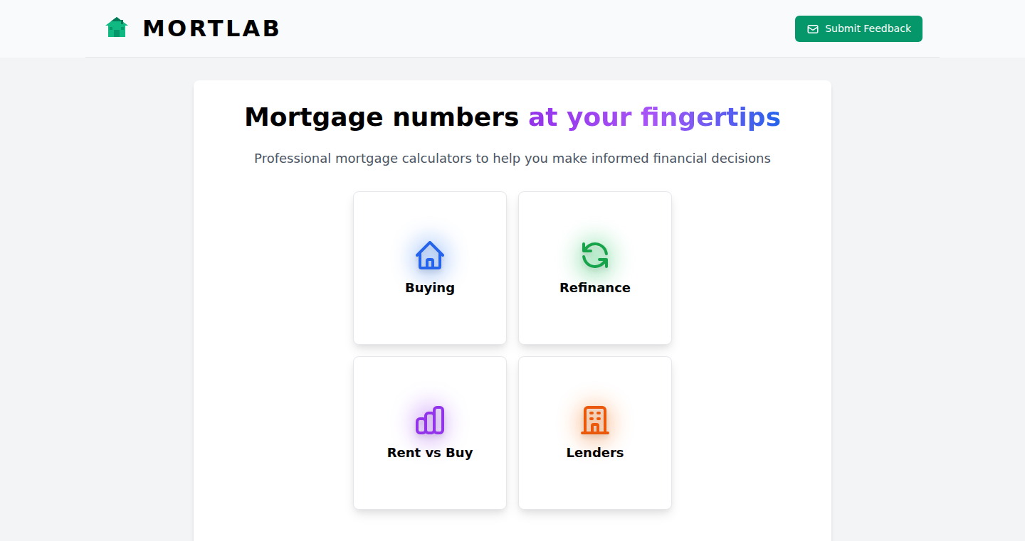 Mortlab:住宅購入 vs 賃貸、賢い選択を支援するシンプルWebサイト