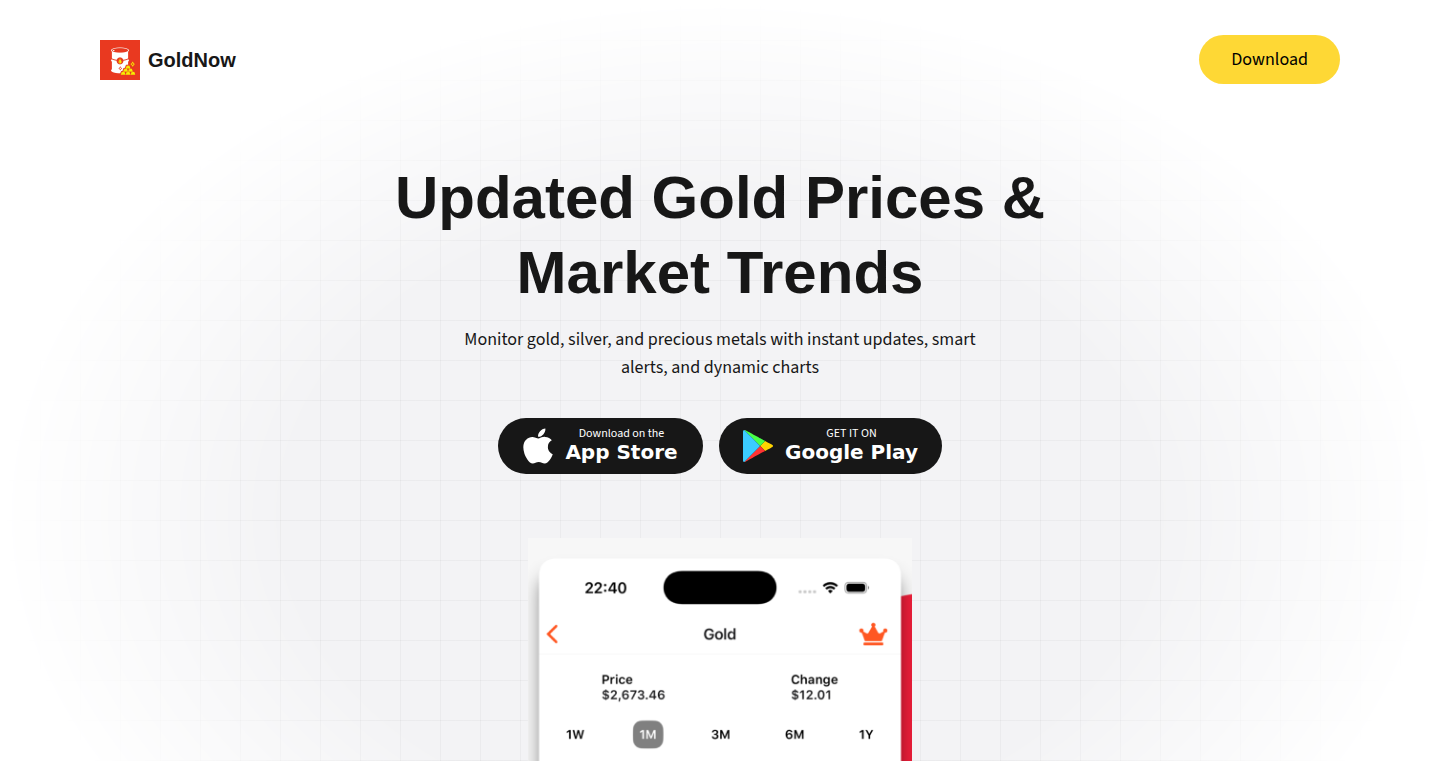 GoldNow - 金価格トラッキング&市場アラートアプリ