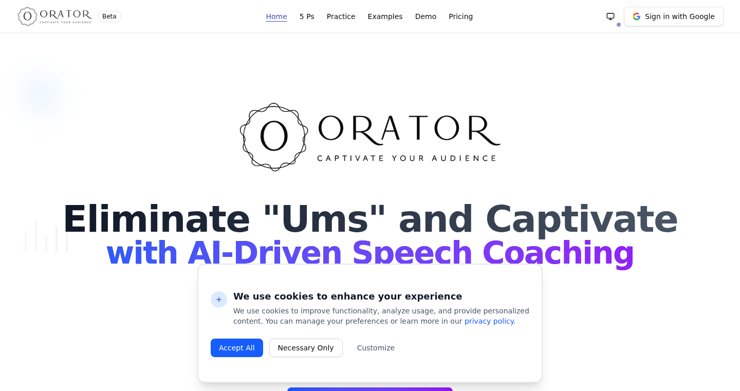 Orator – AIによる5Psフレームワークを使ったスピーチ分析