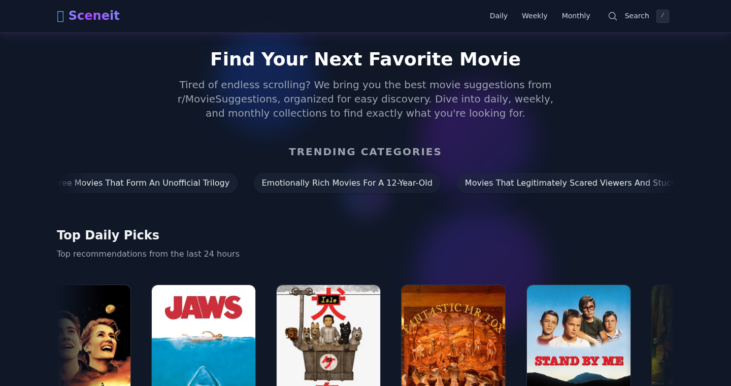 Reddit映画レコメンダー:毎日の人気映画を自動推薦するウェブサイト