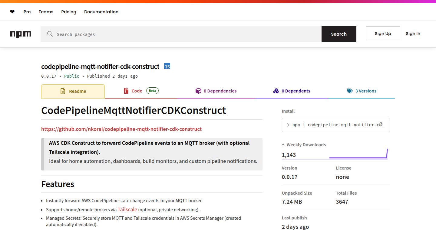 AWS CodePipeline MQTT ブリッジ with Tailscale