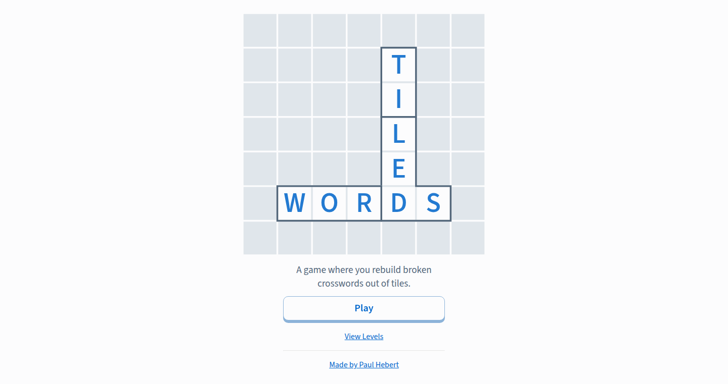 タイルからクロスワードを再構築するゲーム