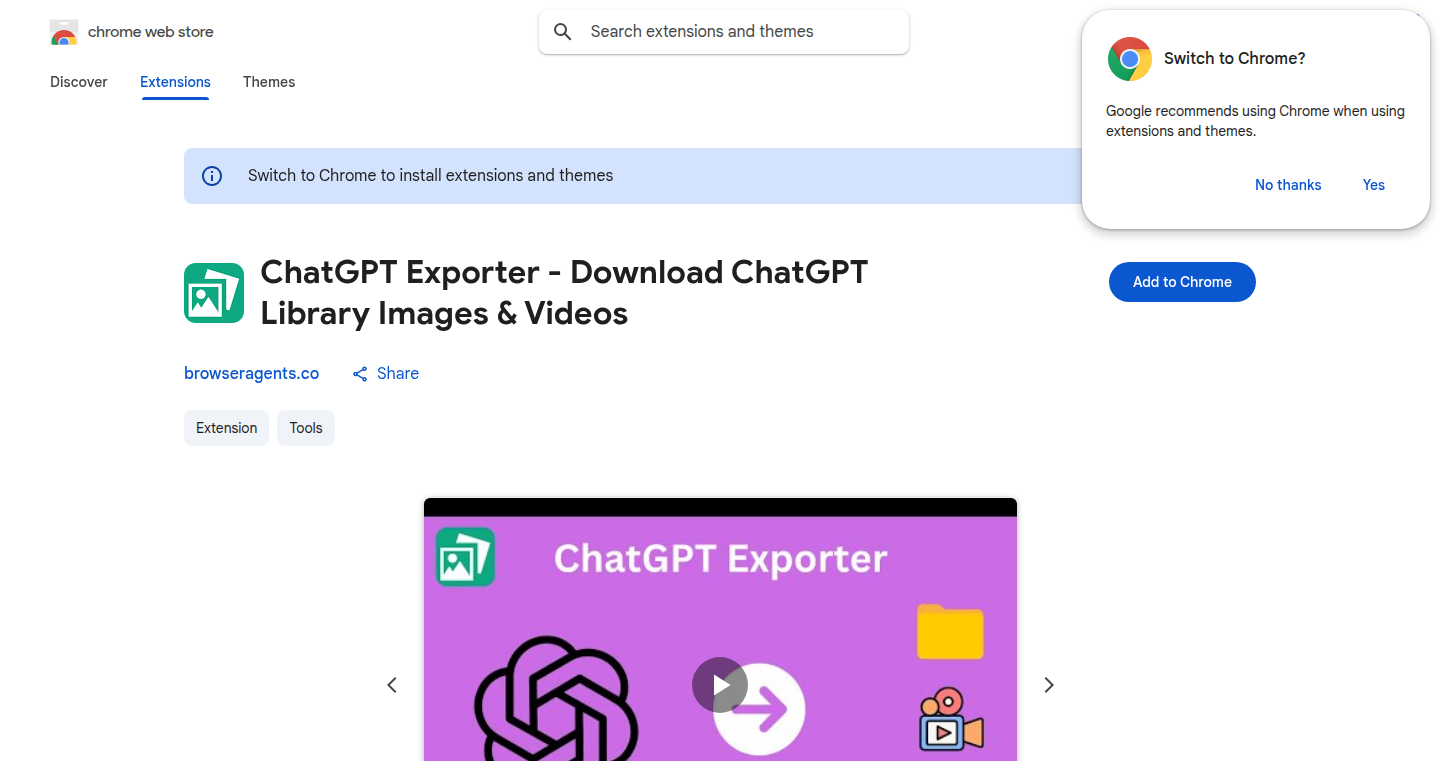 ChatGPTライブラリ画像・動画エクスポートツール