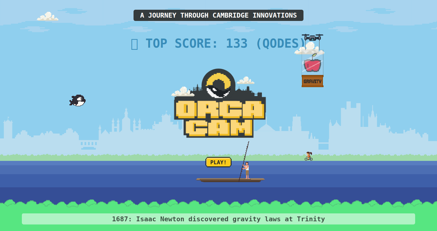 OrcaCam - ケンブリッジ発イノベーションをテーマにしたFlappy Bird風ゲーム