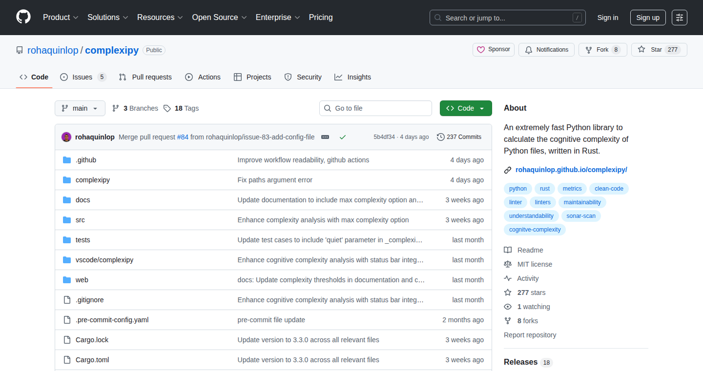 Complexipy: Pythonコードの認知複雑度計算ツール