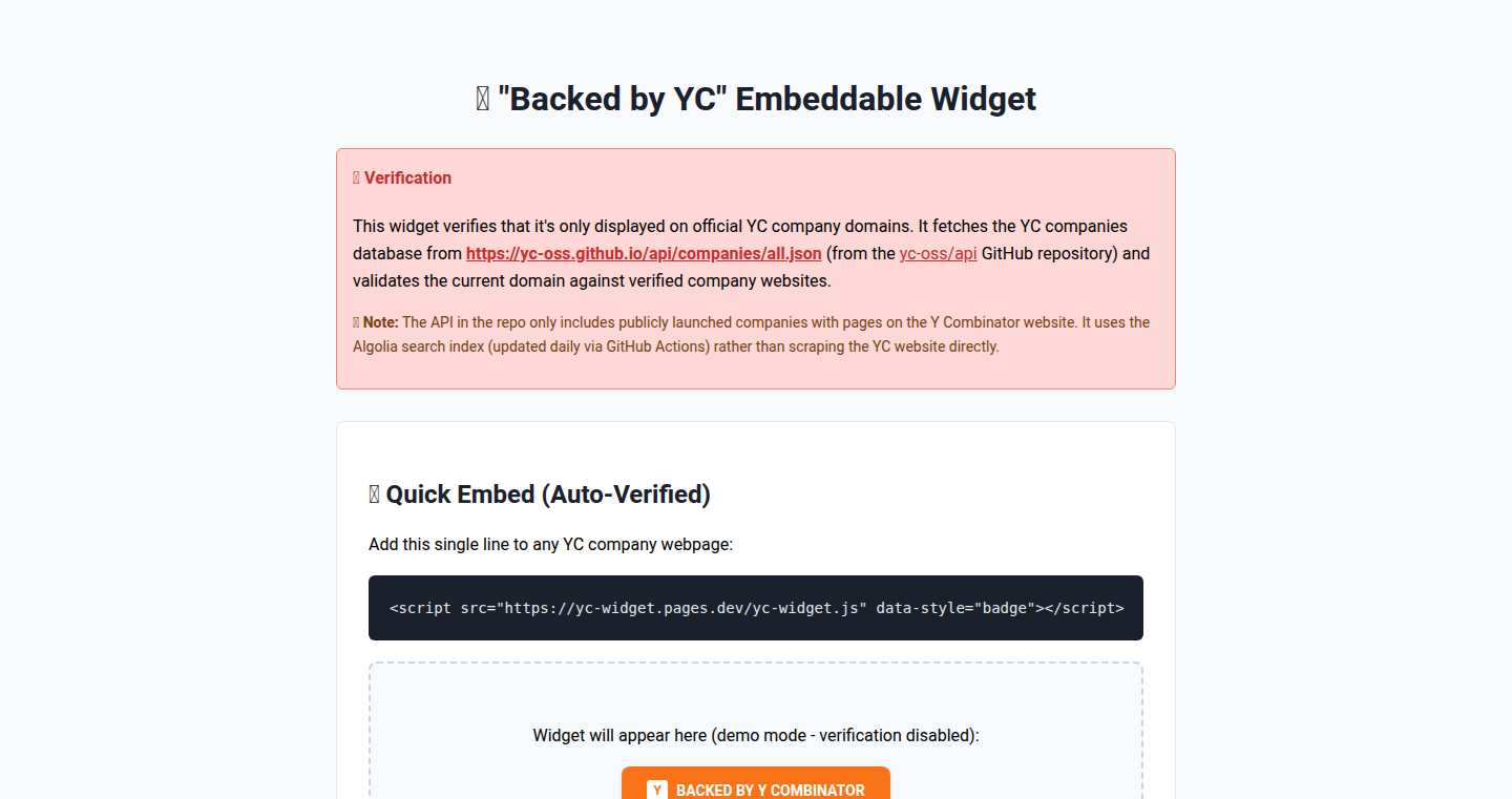YC支援を可視化する埋め込みウィジェット