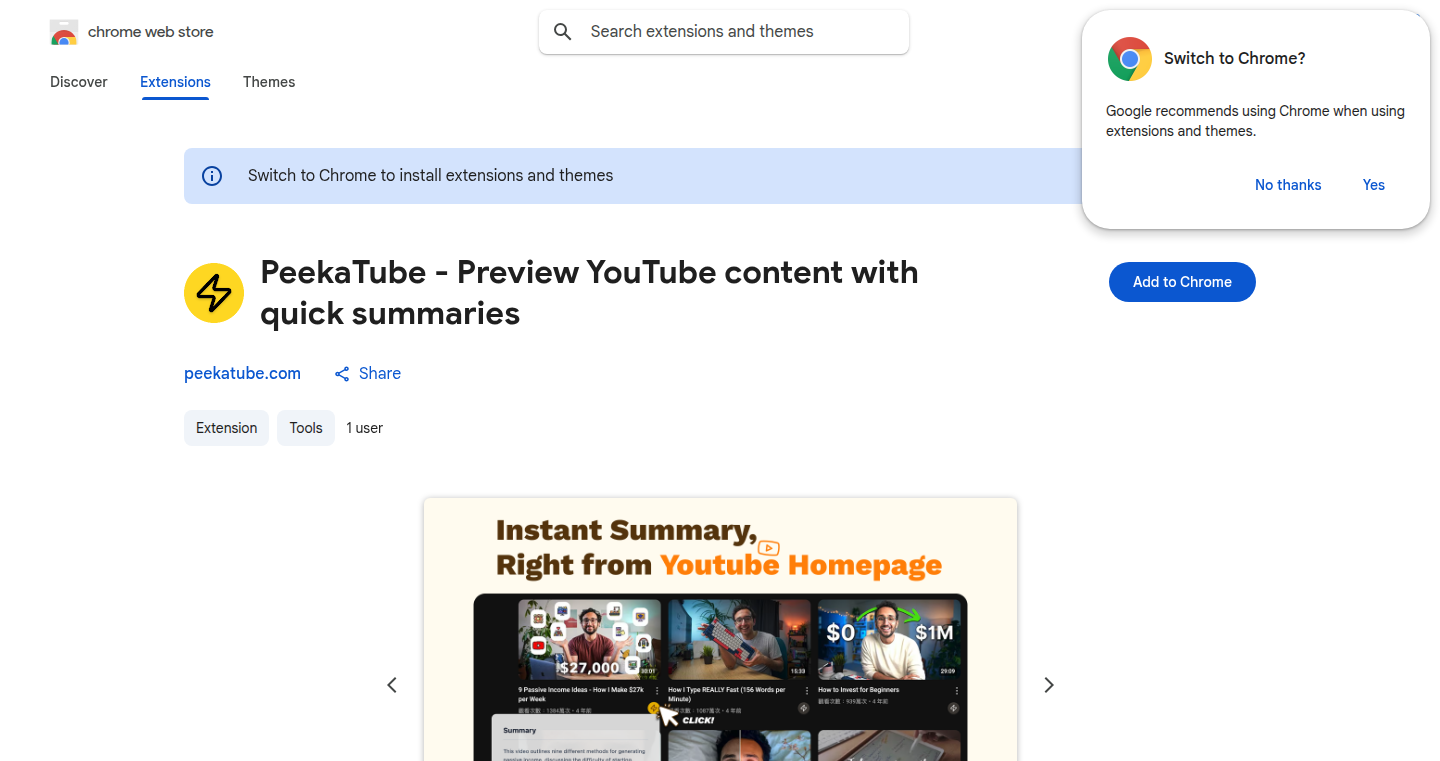 PeekaTube:YouTube動画を瞬時に要約!