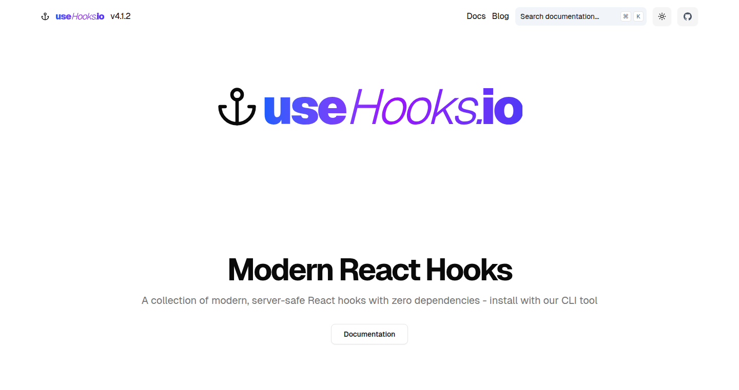 usehooks.io - コマンドラインファーストのReactフックライブラリ