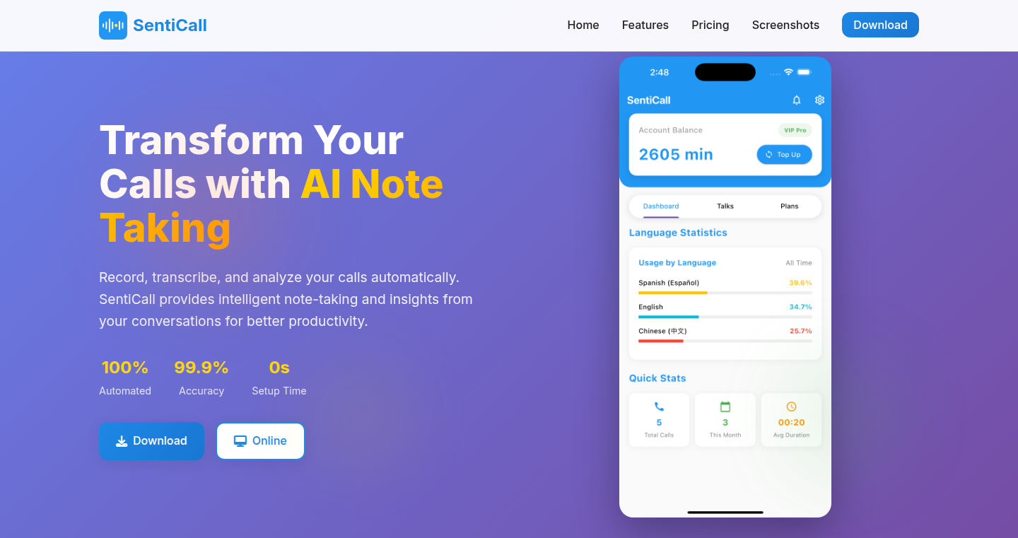 SentiCall: AI搭載、通話効率化アシスタント