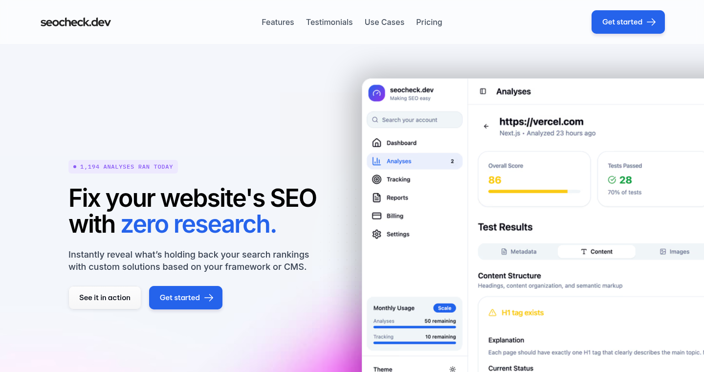Seocheck.dev:パーソナライズされたSEO改善指示ツール