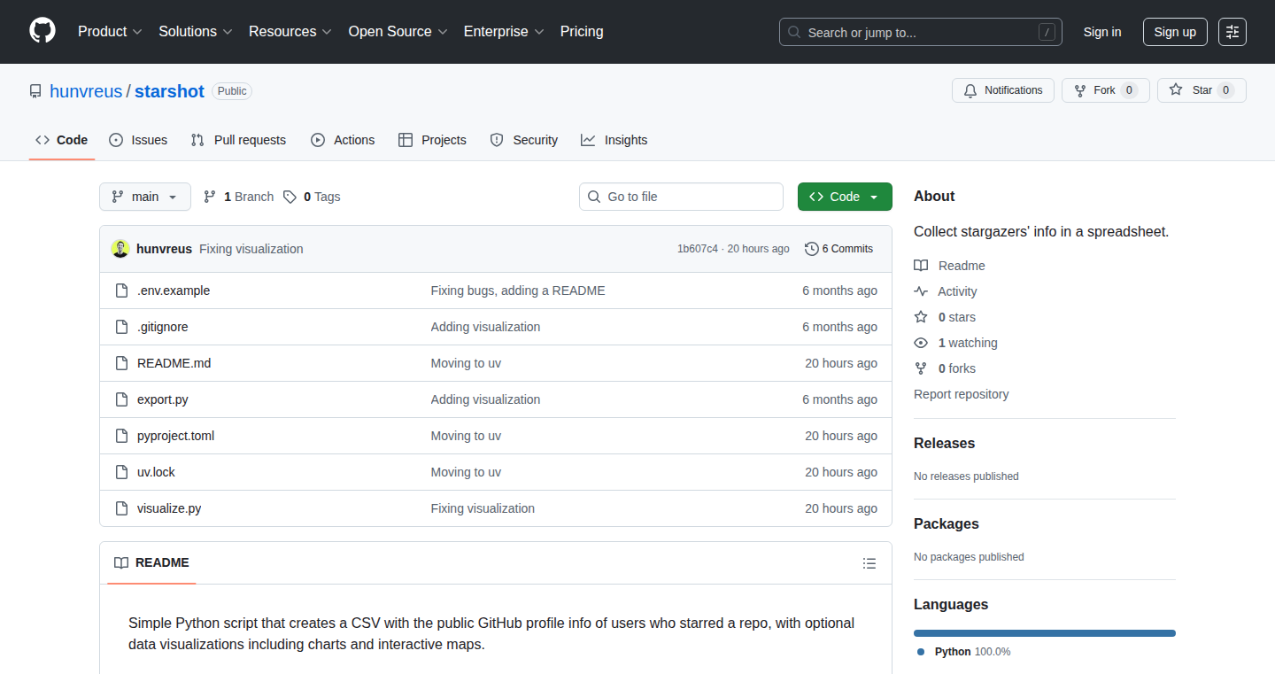 Starshot - GitHub スターゲイザー可視化ツール