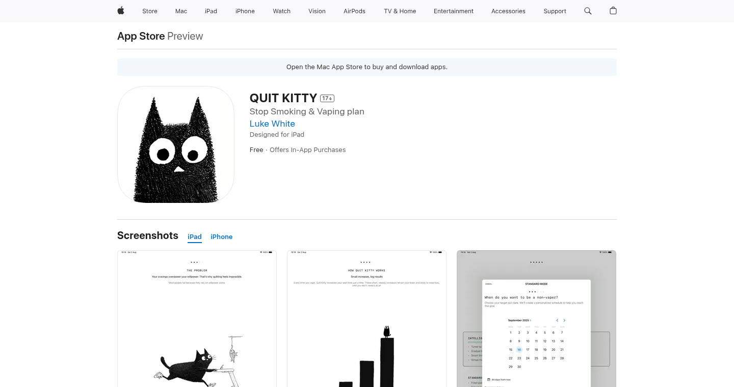 Quit Kitty: 喫煙・電子タバコからの脱却を促す、iOSアプリ