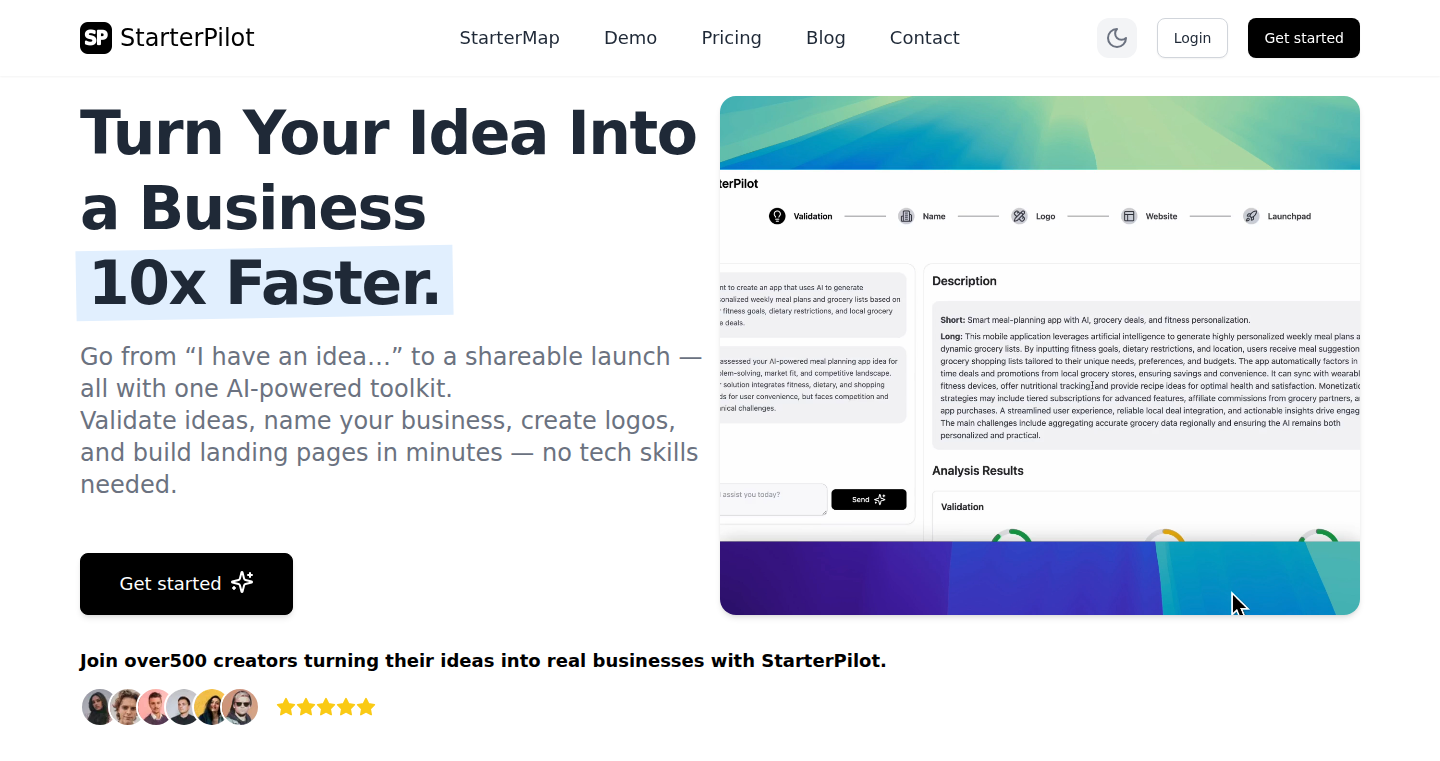 StarterPilot - 瞬時にアイデアを形にするAI起動プラットフォーム