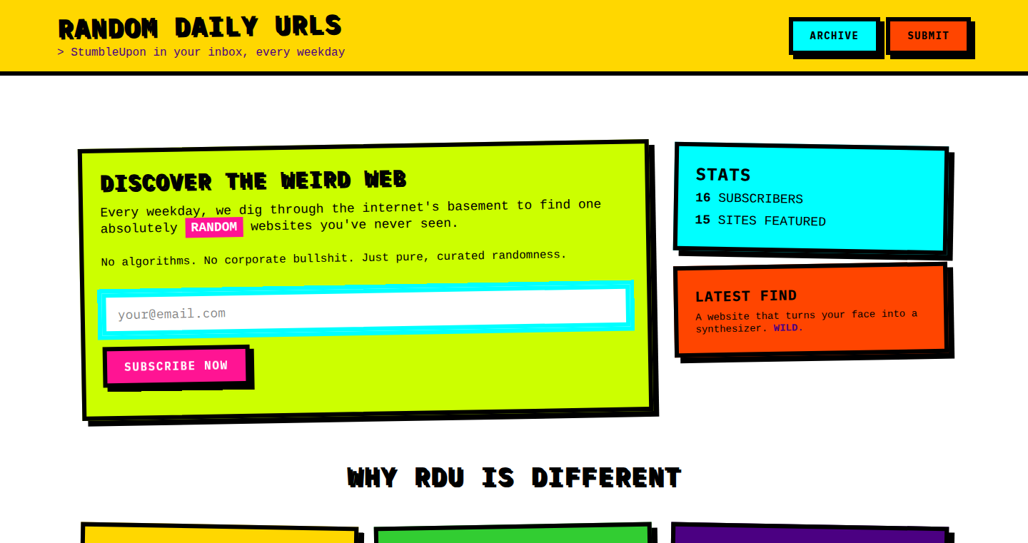WeirdWebDigest: The Random URL Curator