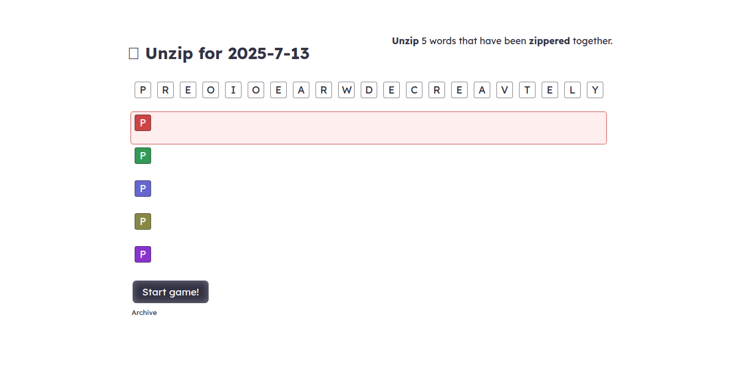 Unzip: Daily Word Puzzle Generator