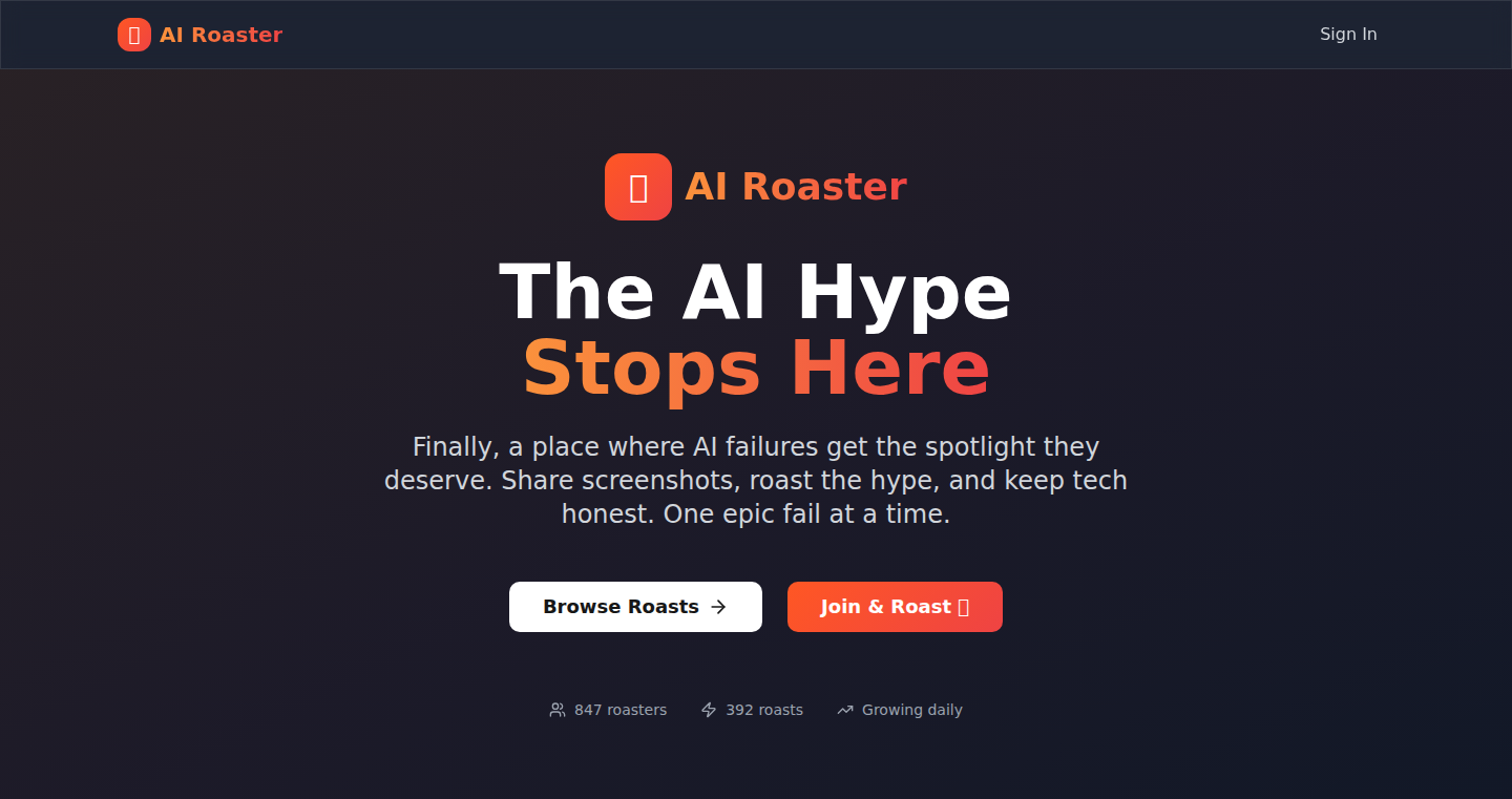 AI Roaster: Debunking the Hype with a Feed