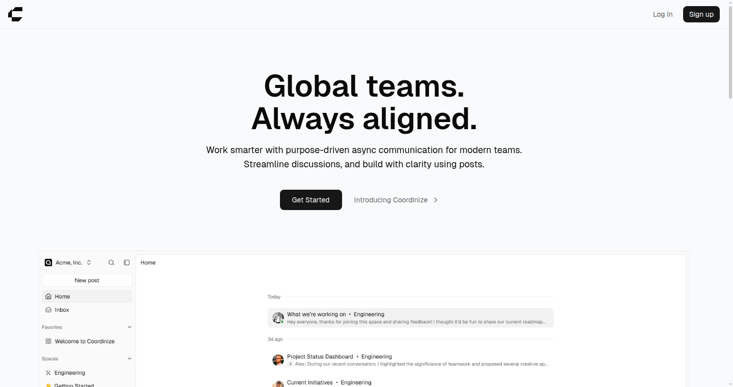 Coordinize: Async Communication Platform for Distributed Teams