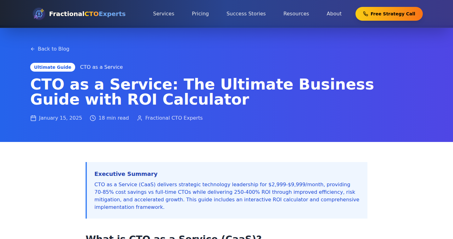 CTO ROI Calculator: Quantifying Technical Leadership Value