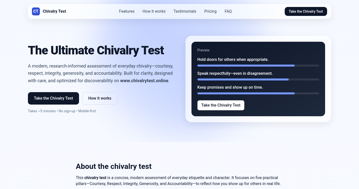 ChivalryTest: A Web-Based Virtue Exploration Tool