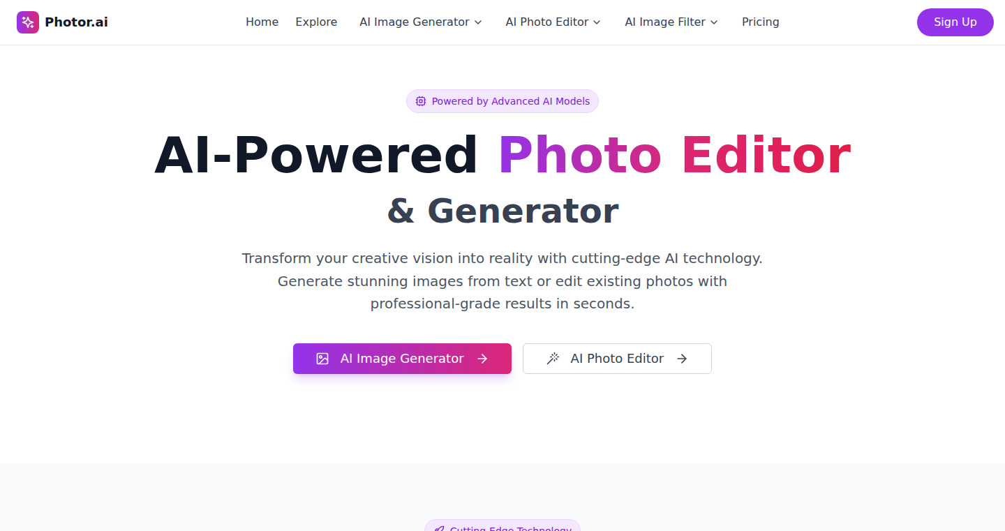 Photor.ai: AI-Powered Image Generation & Editing Tool