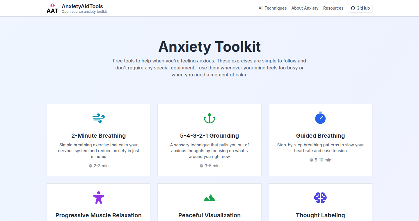 Anxiety Aid Tools: 心の安らぎを届けるWebサイト