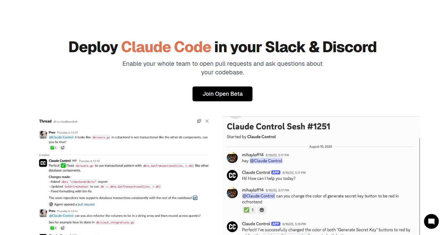 Slack & Discord 連携型コードアシスタント: Claude Control